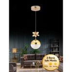 Litra Lighting Firenze Model Gümüş 3 Renk Işık Modu Şık Sarkıt Oturma Odası Çocuk Odası Koridor LED Avize