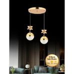 Litra Lighting Kelebek Model Gold 2"li 3 Renk Modu Kristal Taşlı Modern LED Avize Salon Mutfak Oturma Yatak Odası - Altın