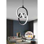 Litra Lighting Nuvola Model Gümüş 3 Renk Modu Sarkıt LED Avize Oturma Odası Çocuk Odası Koridor LED Avize - Siyah