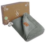 Little Dedi Alina%100 Organik Pamuklu Bebek Battaniyesi Kızlar/Erkek Çocuklar için 80x100 cm - Kundak ve Bebek Battaniyesi, Yumuşak Hafif Örgü Battaniye (Yeşil)