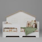 Little Dreams Montessori 80x130 cm Beyaz Arkası Çatılı Karyola