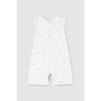 Little Gusto Bambu Çiçek Desenli Kolsuz Şort Tulum Beyaz - 3 - 4 Yaş