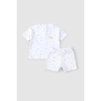 Little Gusto Organik Pamuk Bebek Şort Takımı Piknik - 2 - 3 Yaş - Beyaz - Sarı - Yeşil