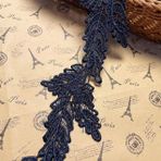 Little Lane Dantel Kumaş Genişlik 9,5 cm, Avrupa Yaprakları İşlemeli Dantel Perdeleri Masa Örtüsü Fodere Nedime Fai Da/4'lü Aksesuar Paketi Blu Oltremare