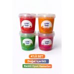 Little Ones Dough Doğal Oyun Hamuru - 4’lü Renkli Oyun Hamuru Seti 4x150 Gram Şeffaf Kutuda