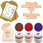 Little Play Dough - 0’dan 9’a Sayı Oyun Matları, 3 Renkli Doğal Oyun Hamuru, 3X150GR, Kahverengi, Kırmızı, Mor - Çok Renkli
