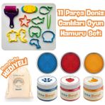 Little Play Dough - 11 Parça Deniz Canlıları Doğal Oyun Hamuru Seti - 3X150GR Doğal Oyun Hamuru - Mavi, Kırmızı,turuncu - Çok Renkli