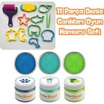 Little Play Dough - 11 Parça Deniz Canlıları Doğal Oyun Hamuru Seti - 3X150GR Doğal Oyun Hamuru - Mavi, Turkuaz, Yeşil - Çok Renkli