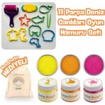 Little Play Dough - 11 Parça Deniz Canlıları Doğal Oyun Hamuru Seti - 3X150GR Doğal Oyun Hamuru - Sarı, Turuncu,pembe - Çok Renkli