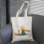 Little Prince Kalın Kanvas Tote Bag, Bez Çanta, Shopper Bag, Kanvas Çanta, Pinterest Çanta - 10D-Krem