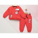 Little Pumpkin Kız Bebek Snoopy Baskılı Şardonlu Kışlık Eşofman Takım - 1 - 2 Yaş - 023-Kırmızı