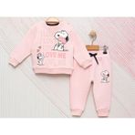 Little Pumpkin Kız Bebek Snoopy Baskılı Şardonlu Kışlık Eşofman Takım - 9 - 12 Ay - 01P - Pembe