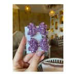 Little Sparkle Co. Lila Simli Glitter Fiyonk Klips Toka Seti 2’li