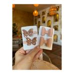 Little Sparkle Co. Pudra Simli Kelebek ve Fiyonk Klips Toka Seti | Bebek ve Çocuk Saç Tokası 4’lü Kombin Set