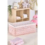 Little Sun Serisi Küçük Hurç -Fermuarlı Çocuk Odası Düzenleme Kumaş Saklama Organizer 52X28X21CM - Pembe - 52 x 21
