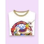 Little Tortoise Kız Çocuk Regular Fit Bisiklet Yaka Unicorn Baskılı Ekru Desenli Tişört - 12 Yaş