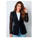 Little Visqon Kadın Dantel Detaylı Atlas Kumaş Blazer Şık Ceket
