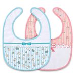 LittleForBig Pamuk Su Geçirmez Babydoll Baskılı Çiçekli Yetişkin Önlüğü Ayarlanabilir Velcro Kapatma 2'li Paket Pembe ve Mavi, mavi / pembe, One Size