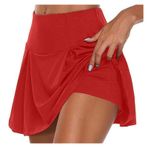 liushop Spor Etekler Kadın Spor Tenis Dans Fitness Kısa Etek Astar Yüksek Bel Mini Golf Spor Etek Şort Etek (Renk: Kırmızı, Beden: 5XL)