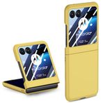LIUZIHAN Motorola Razr 40 Ultra için kılıf, Ultra-ince Sert PC+ Temperli cam film Kombinasyonu, Çizilmez, Darbeye Dayanıklı, Motorola Razr 40 Ultra için Kılıf (Sarı)