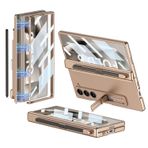 LIUZIHAN Samsung Galaxy Z Fold 6 5G için Kılıf, Ekran Koruyucu + Menteşe ve Görünmez Braket + Kalem tepsisi, Düşmeyi Önleyici, Sert PC Samsung Galaxy Z Fold 6 5G için Her Şey Dahil Kılıf. Pembe altın