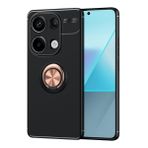 LIUZIHAN Xiaomi Poco M6 Pro 4G için kılıf, Ultra-ince Darbeye Dayanıklı TPU Koruyucu Kılıf, Çizilmez, 360 derece Döner Halka, Xiaomi Poco M6 Pro 4G için Kapak (Siyah+Gül Altın)