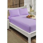 LIV CALISTA 150x200 Lastikli Çarşaf Takımı Pamuklu Ranforce Nevresim Kumaşı Çift Kişilik 30 Cm Kenar Lila
