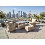 LİV Concept City View Lüks Rattan Balkon Teras Takımı Ve Salıncak Seti 7 Kişilik Krem