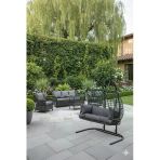 LİV Concept Lüks Rattan Görünümlü 7 Kişilik Bahçe Oturma Takımı Ve 2 Kişilik Salıncak Seti - Gri Minderli Teras Balkon Mobilyası