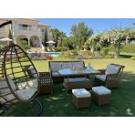 Liv Concept Mimoza Deluxe 7 Parça Rattan Villa Bahçe Takımı - Yemekli Oturma Seti