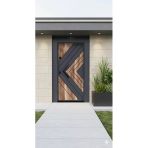 Liv Concept Modern Antrasit & Doğal Ahşap Görünümlü Villa Çelik Kapı