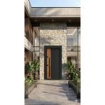 Liv Concept Modern Lüks Kompozit Villa Çelik Kapı - Antrasit Ve Ahşap Tasarım - 110X210 Cm (Pervazdan Pervaza)