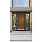 LİV Concept Modern Villa Serisi - Antrasit Çerçeveli Ahşap Desenli Çelik Kapı Kahverengi