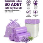 Liva Ambalaj Lavanta Kokulu Büzgülü Çöp Torbası Orta Boy 55X60 cm 30 Adet - Sızdırmaz ve Dayanıklı - 65 x 70 cm
