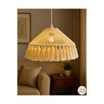 Liva Design7 El Yapımı Bohem Konik Şekilli Şapka Makrome Avize / Salon , Oturma Odası , Ofis , Yatak Odası Krem