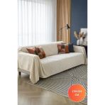 Liva Pelüş Kaymaz Tabanlı Koltuk Örtüsü 170X215 Cm Krem