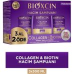 Liva Store Bioxcin Collagen & Biotin Ekstra Hacim Şampuanı 3 x 300 ml 3 Al 2 Öde - Kolajen Biotin Ince ve Seyrek Saçlar