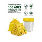 livaambalaj Büzgülü Limon Kokulu Sarı Çöp Torbası Poşeti / 55 x 60 Cm X10 Rulo