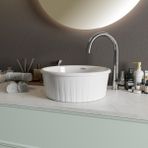 Livabo Roza 400 x 150 mm Desenli Tezgah Üstü Akrilik Banyo Lavabosu