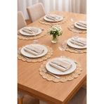 Livadesign7 6'lı El Örgüsü Bohem Hasır Supla Tabak Altlığı - Kağıt Ip - Amerikan Servis - 30 x 30