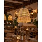 Livadesign7 El Yapımı Hasır Jüt Halat - Rafya Bohem Avize - Kafe, Balkon, Hol, Salon Avize - Hasır Rengi