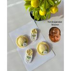 Livadesign7 Yenidoğan Bebek Tokası El Emeği 4'lü Set Saçsız Bebek Toka Seti - 0 - 1 Ay - Sarı
