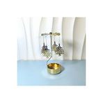 Livava Çam Ağacı Metal Mumluk, Isı İle Döner, Altın, 13x8