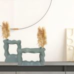 Livava Çerçeve Seramik Vazo İkili Set, Yeşil, 21X15