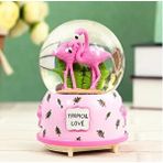 Livava Flamingo Büyük Boy Kar Küresi Işıklı, Müzikli, Pembe, 16x12