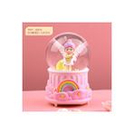 Livava Gökkuşağı Büyük Boy Kar Küresi Işıklı, Müzikli, Püskürtmeli, Pembe, 16X12