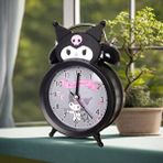 Livava Kuromi Metal Masa Saati, Alarmlı ve Işıklı, Siyah, 13x8