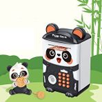 Livava Parmak İzi Simülasyonu Şifreli Panda Kumbara, Siyah, 23x15