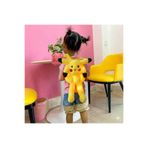 Livava Pika Peluş Çanta Çocuk Fermuarlı Işıklı Ayarlanabilir Askılı Sırt Çantası, Sarı, 47X25 cm