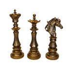 Livava Satranç Taşları Polyester Biblo, Bronz, 39x12 Kahverengi